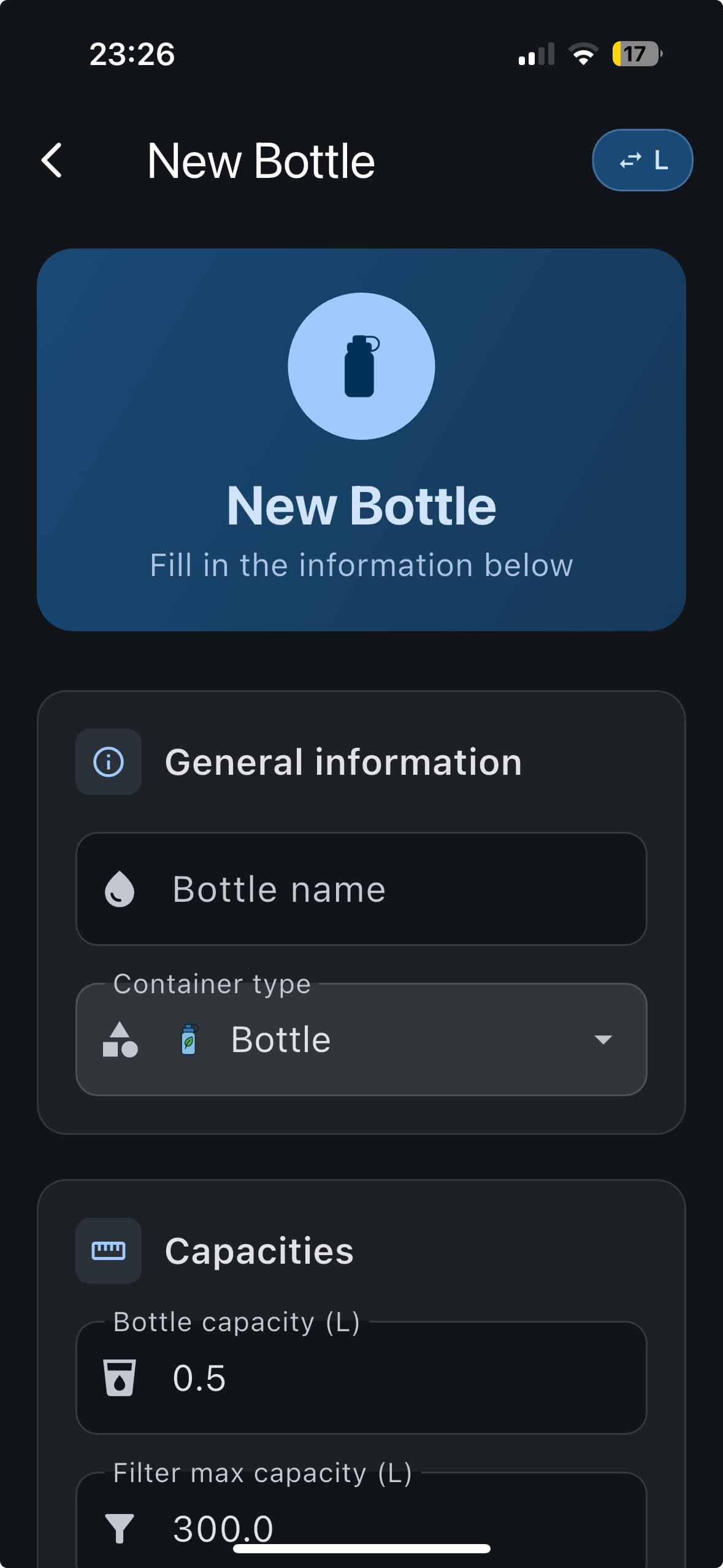 FilterTrack Paramètres - Configuration application